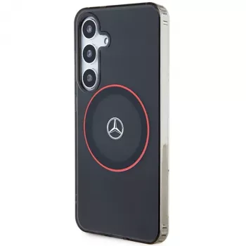 Mercedes-Benz S24 trdi ovitek Double Layer z rdečim MagSafe za Samsung Galaxy S24 – črn