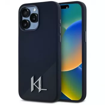KARL LAGERFELD silikonski ovitek Shadow Metal Initial MagSafe za iPhone 15 Pro, črn