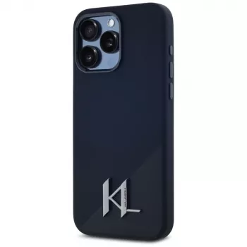 KARL LAGERFELD silikonski ovitek Shadow Metal Initial MagSafe za iPhone 15 Pro, črn