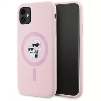 KARL LAGERFELD silikonski ovitek Karl & Choupette MagSafe za iPhone 11 roza