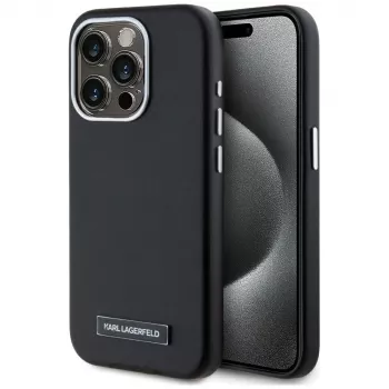 Karl Lagerfeld ovitek Metal Plate MagSafe za iPhone 15 Pro Max črn