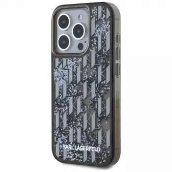 Karl Lagerfeld Liquid Glitter Monogram Gradient ovitek za iPhone 15 Pro Max, črn