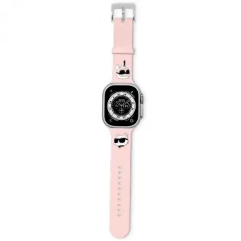 Karl Lagerfeld 3D Rubber Karl & Choupette Heads pašček za Apple Watch 38/40/41mm roza