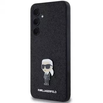 Karl Lagerfeld KLHCSA35GKNPSK A35 A356 trdi ovitek črn fiksni bleščeči logotip Ikonik kovinski pin za Samsung Galaxy A35 5G