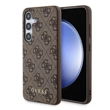 Guess GUOHCSA35G4GFBR A35 trdi ovitek 4G kovinski zlat logotip za Samsung Galaxy A35 - rjav