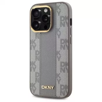 DKNY DKHMP14LPCPVSLE trdi ovitek usnje karirasti mono vzorec MagSafe za iPhone 14 Pro 6,1 bež