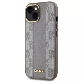 DKNY DKHMP15MPCPVSLE iPhone 15 Plus 6,7 inch bež trdo ohišje iz usnja karo Mono Pattern MagSafe