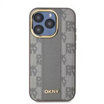 DKNY DKHMP15XPCPVSLE iPhone 15 Pro Max 6,7 inch trdo ohišje iz usnja karo Mono vzorec MagSafe bež
