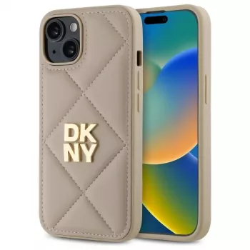 DKNY DKHCP14SPQDSLE prešit ovitek s Stack logotipom za Apple iPhone 14, 6,1 palca, bež