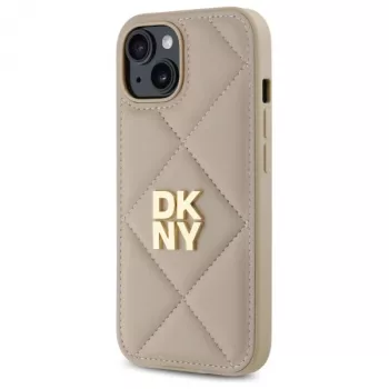 DKNY DKHCP15SPQDSLE prešit ovitek s Stack logotipom za iPhone 15, 6,1 palca, bež