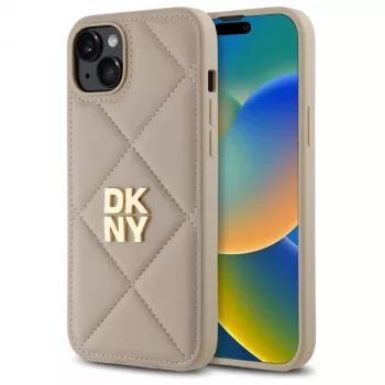 DKNY DKHCP15MPQDSLE prešit zadnji ovitek s Stack logotipom za iPhone 15 Plus - bež