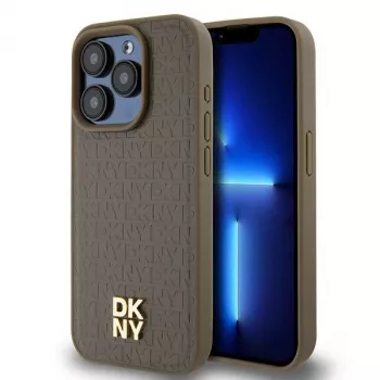 DKNY DKHMP15XPSHRPSW trd ovitek za Apple iPhone 15 Pro Max, 6,7 palca, rjav usnjen dizajn s kovinskim logotipom MagSafe