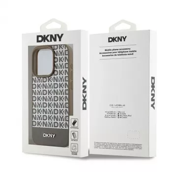 DKNY DKHMP15XPSOSPW trd ovitek iz usnja z natisnjenim vzorcem in kovinskim logotipom MagSafe za iPhone 15 Pro Max, 6,7 palca, rjav