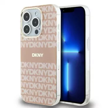 DKNY DKHMP15XHRHSEP trdo ohišje za iPhone 15 Pro Max 6,7 palca roza IML Mono & Stripe MagSafe