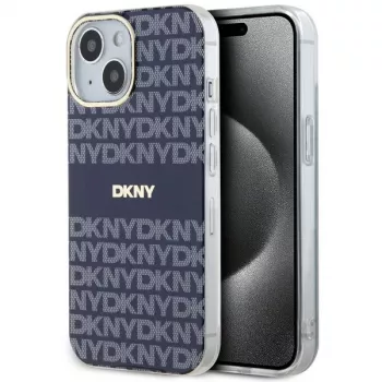 DKNY DKHMP15SHRHSEB trdo ohišje za iPhone 15/14/13 6,1 palca modra Mono & Stripe IML MagSafe