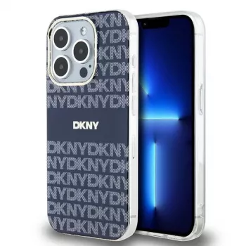 DKNY DKHMP15LHRHSEB iPhone 15 Pro 6.1 modro trdo ohišje IML Mono & Stripe MagSafe