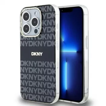 DKNY DKHMP13XHRHSEK trdo ohišje za Apple iPhone 13 Pro Max 6,7 palca, črna Mono & Stripe, združljivo z MagSafe