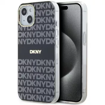 DKNY DKHMP15MHRHSEK trdo ohišje za iPhone 15 Plus / 14 Plus 6,7 palca črna IML Mono & Stripe MagSafe