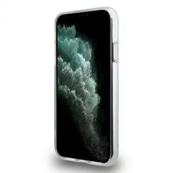 DKNY DKHMN61HCPTSK trdo ohišje za Apple iPhone 11 / XR 6,1 palca – črna s karirastim mono vzorcem in potiskanimi trakovi, združljivo z MagSafe
