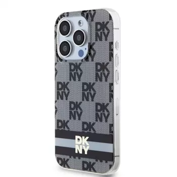 DKNY DKHMP14XHCPTSK trdo ohišje za Apple iPhone 14 Pro Max 6,7 palca črna karirasti mono vzorec in potiskani trakovi MagSafe