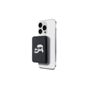 Karl Lagerfeld brezžična prenosna baterija 5000mAh 15W MagSafe črna Karl & Choupette Head Pin KF002166