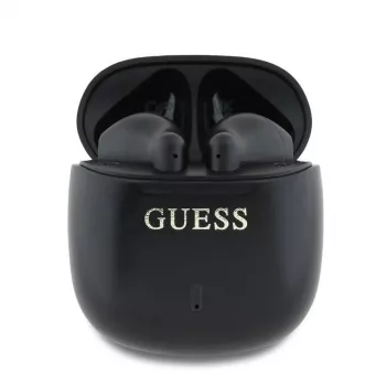 Guess GUTWSJ14ESGKTWS brezžične Bluetooth 5.3 ušesne slušalke z polnilno škatlico, črn, Classic Logo Print