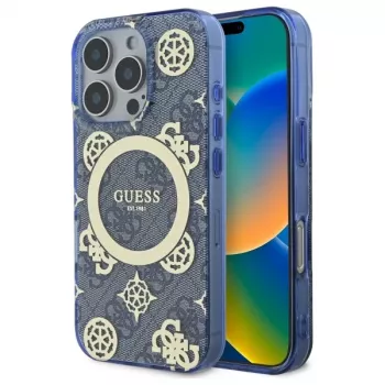 Guess GUHMP16XH4PYEEB trdi ovitek za iPhone 16 Pro Max 6,9 inch moder IML Peony On 4G Background MagSafe