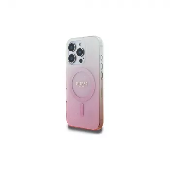Guess IML Glitter Gradient MagSafe ovitek za iPhone 16 Pro (roza)