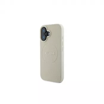 Guess GUHMP16SPGHSMME iPhone 16 bež trdi ovitek Grained Ring MagSafe
