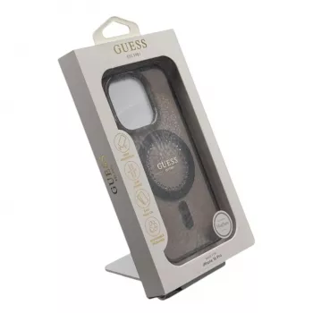 Guess GUHMP16LPFTDTEK trdi ovitek za Apple iPhone 16 Pro 6,3 inch, črn, IML kamenčki, MagSafe