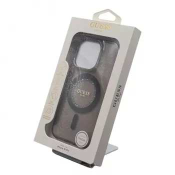 Guess GUHMP16LPFTDTEK trdi ovitek za Apple iPhone 16 Pro 6,3 inch, črn, IML kamenčki, MagSafe