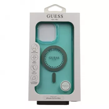 Guess IML Rhinestones MagSafe ovitek za iPhone 16 Pro Max (zelen)