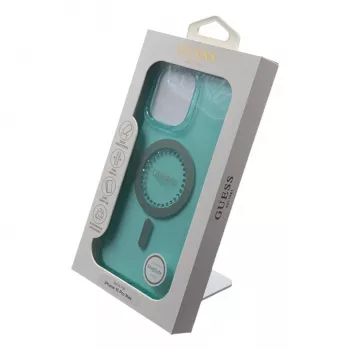 Guess IML Rhinestones MagSafe ovitek za iPhone 16 Pro Max (zelen)