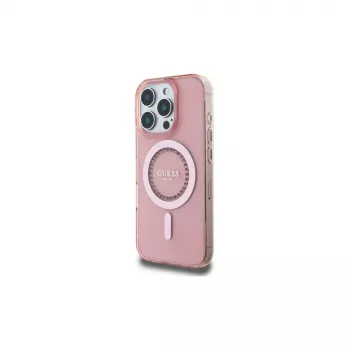 Guess GUHMP16LPFTDTEP trdi ovitek IML Rhinestones MagSafe za iPhone 16 Pro 6,3 roza