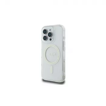 Guess GUHMP16LHFGERET trdi ovitek za iPhone 16 Pro 6,3 inch prozoren IML Glitter Circle MagSafe