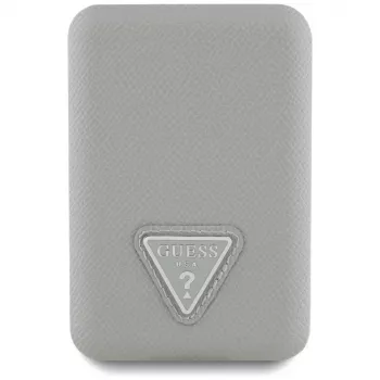 GUESS Grained Triangle brezžična prenosna baterija 5000mAh 15W USB-C MagSafe bež