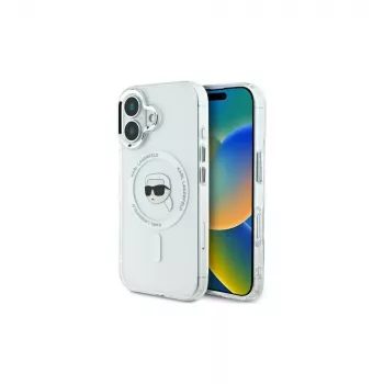 Karl Lagerfeld IML Metal Karl Head MagSafe trdi ovitek za iPhone 16 Plus 6,7 inch bel