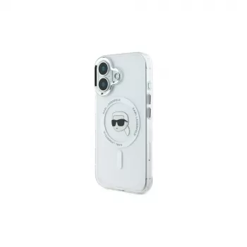 Karl Lagerfeld IML Metal Karl Head MagSafe trdi ovitek za iPhone 16 Plus 6,7 inch bel