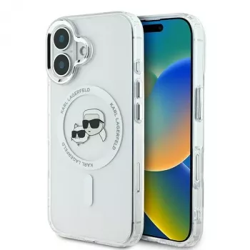 Karl Lagerfeld KLHMP16SHLSKCH trdi ovitek za iPhone 16 6,1 inch IML Metal Karl & Choupette Head MagSafe bel