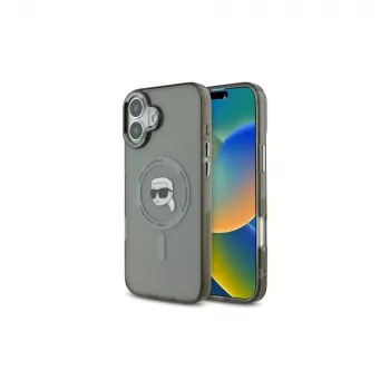 Karl Lagerfeld KLHMP16MHLSKIK iPhone 16 Plus 6,7 inch trdi ovitek IML Metal Karl Head MagSafe, črn