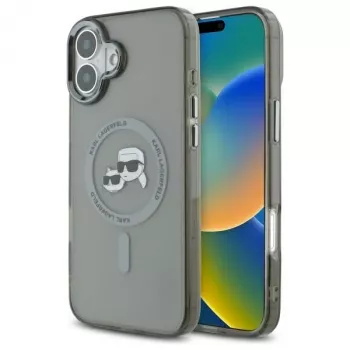 Karl Lagerfeld KLHMP16MHLSKCK trdo ohišje IML Metal Karl & Choupette Head MagSafe za Apple iPhone 16 Plus 6,7 inch, črno