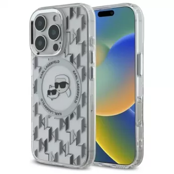 Karl Lagerfeld KLHMP16LHMCKMHT iPhone 16 Pro 6,3 inch prozorna IML Monogram Karl & Choupette Head MagSafe ovitek
