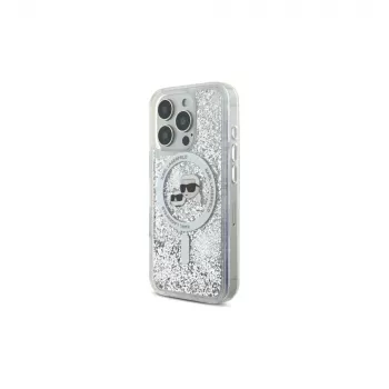 Karl Lagerfeld Liquid Glitter Karl & Choupette Head MagSafe ovitek za Apple iPhone 16 Pro