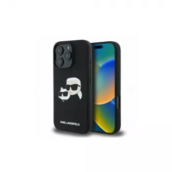 Karl Lagerfeld KLHMP16XSKCHPPLK iPhone 16 Pro Max 6,9 črno trdo silikonsko ohišje Double Heads Print MagSafe