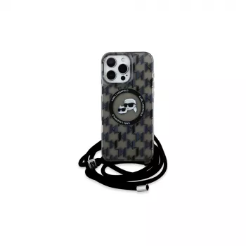 Karl Lagerfeld KLHMP16XHCKCKLCK iPhone 16 Pro Max 6,9 inch črno trdo ohišje IML Crossbody Monogram Karl & Choupette Head MagSafe
