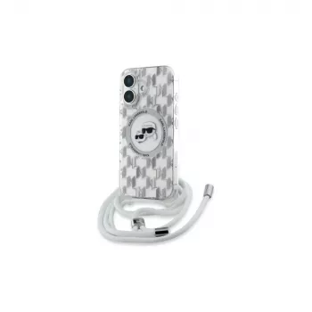 Karl Lagerfeld KLHMP16SHCKCKLCT iPhone 16 6,1 inch prozorno trdo ohišje IML Crossbody Monogram Karl & Choupette Head MagSafe