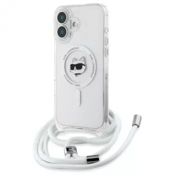 Karl Lagerfeld KLHMP16SHCCHNT iPhone 16 6.1 trdi ovitek prozoren IML Choupette Head & Cord MagSafe