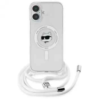 Karl Lagerfeld KLHMP16SHCCHNT iPhone 16 6.1 trdi ovitek prozoren IML Choupette Head & Cord MagSafe