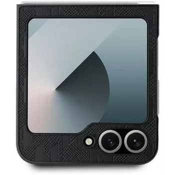 Karl Lagerfeld KLHCZF6PGKSKIHK Saffiano Monogram trdi ovitek za Samsung Galaxy Z Flip 6 / Z Flip 7 FE, črn