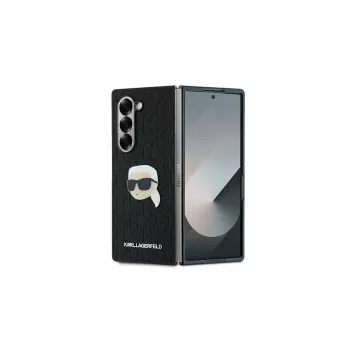 Karl Lagerfeld Saffiano Monogram Head Pin trdi ovitek za Samsung Galaxy Z Fold6 - črn